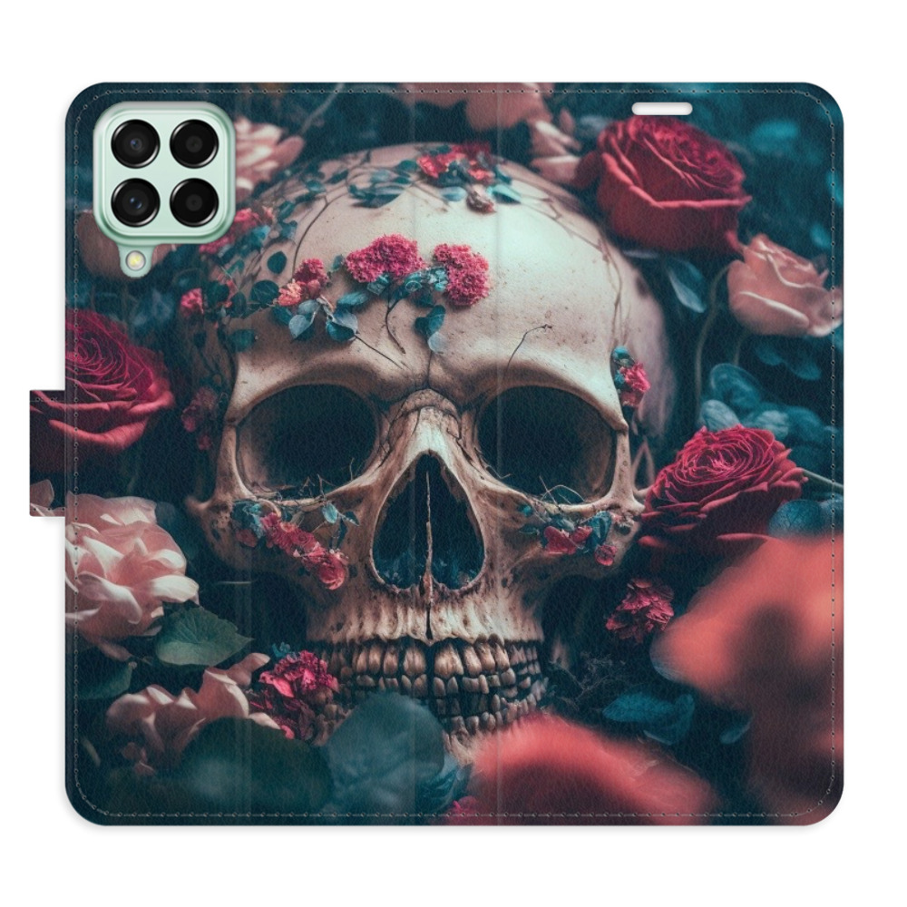 Flipové pouzdro iSaprio - Skull in Roses 02 - Samsung Galaxy M53 5G