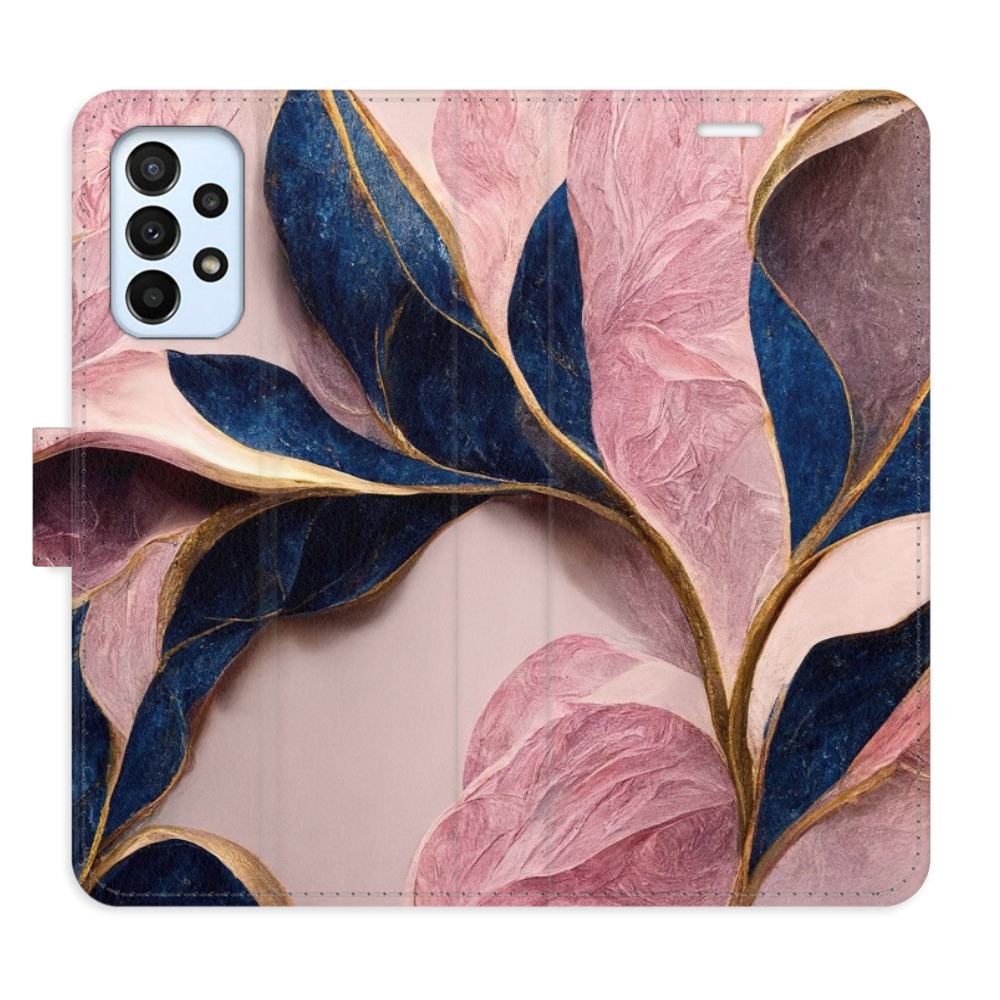 Flipové pouzdro iSaprio - Pink Leaves - Samsung Galaxy A23 / A23 5G