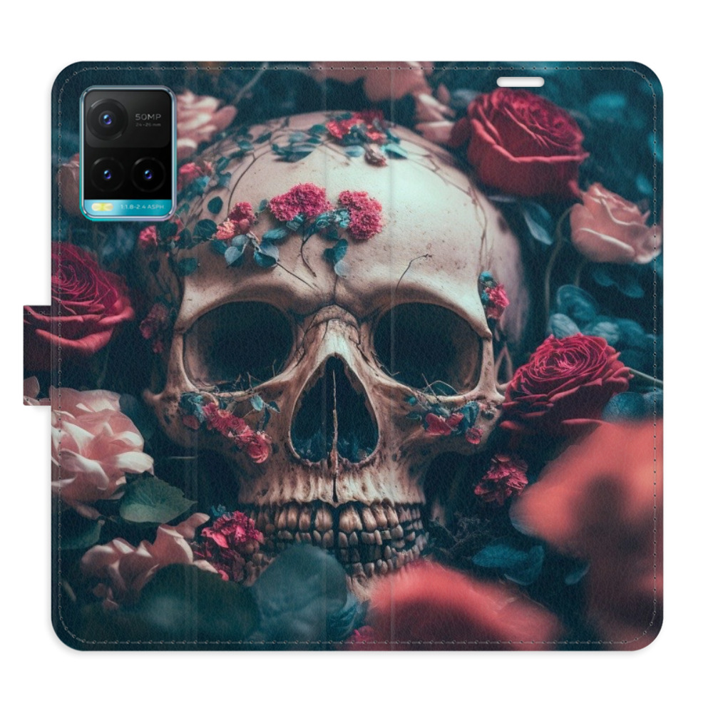 Flipové pouzdro iSaprio - Skull in Roses 02 - Vivo Y21 / Y21s / Y33s