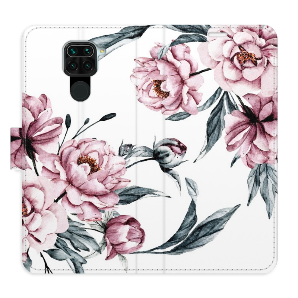 Flipové pouzdro iSaprio - Pink Flowers - Xiaomi Redmi Note 9