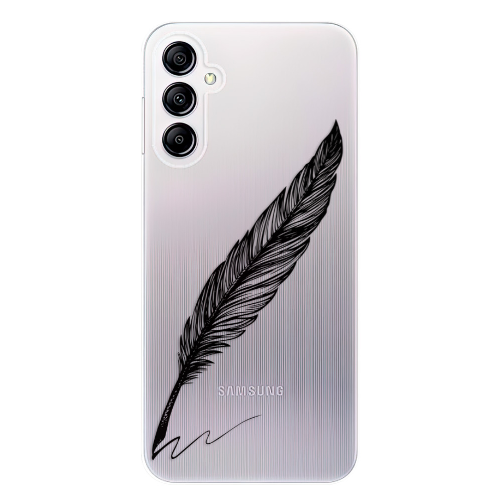 Odolné silikonové pouzdro iSaprio - Writing By Feather - black - Samsung Galaxy A14 / A14 5G