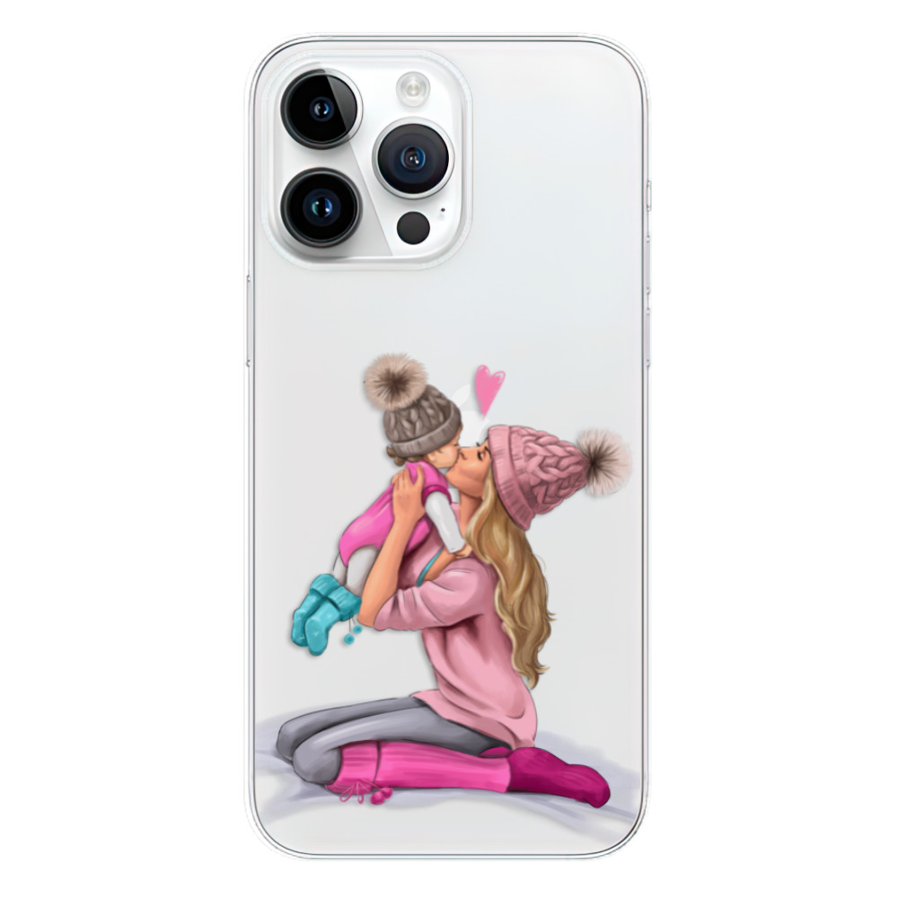 Odolné silikonové pouzdro iSaprio - Kissing Mom - Blond and Girl - iPhone 15 Pro Max