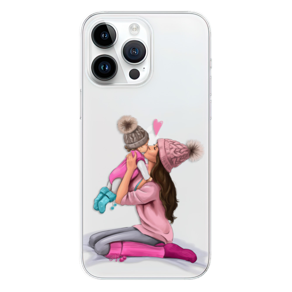 Odolné silikonové pouzdro iSaprio - Kissing Mom - Brunette and Girl - iPhone 15 Pro Max