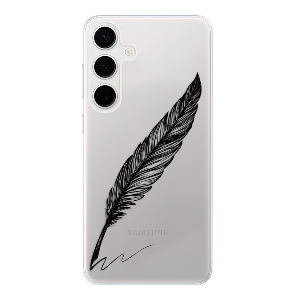 Odolné silikonové pouzdro iSaprio - Writing By Feather - black - Samsung Galaxy S24+