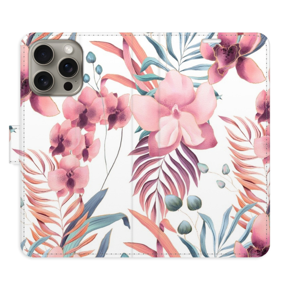 Flipové pouzdro iSaprio - Pink Flowers 02 - iPhone 15 Pro Max