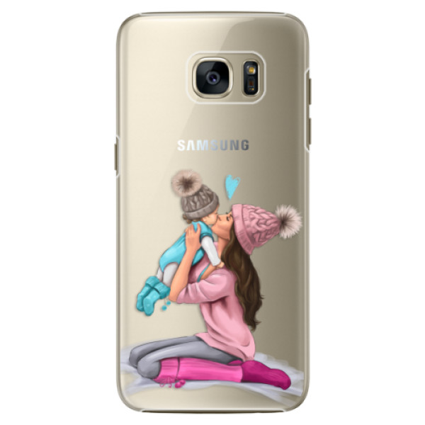 Plastové pouzdro iSaprio - Kissing Mom - Brunette and Boy - Samsung Galaxy S7