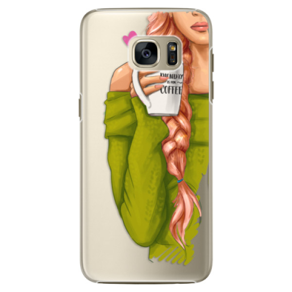 Plastové pouzdro iSaprio - My Coffe and Redhead Girl - Samsung Galaxy S7