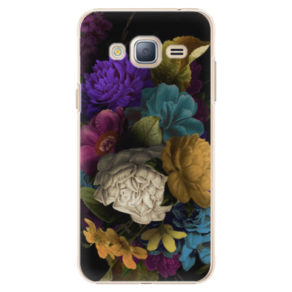 Plastové pouzdro iSaprio Dark Flowers na mobil Samsung Galaxy J3 2016 (Plastový obal, kryt, pouzdro iSaprio Dark Flowers na mobilní telefon Samsung Galaxy J3 2016)