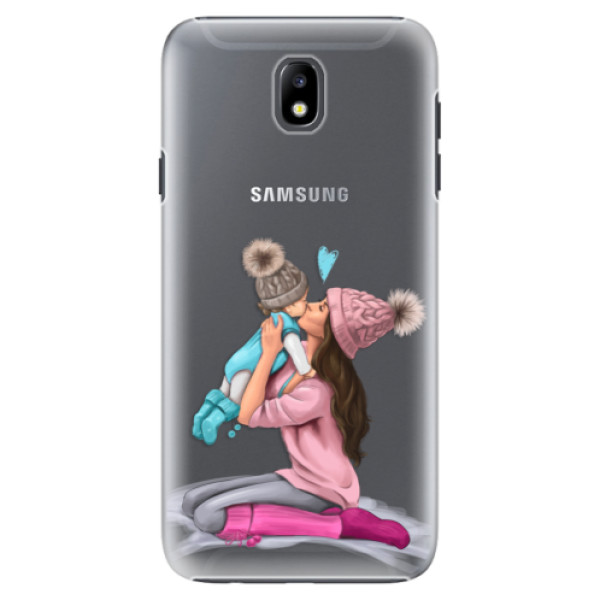 Plastové pouzdro iSaprio - Kissing Mom - Brunette and Boy - Samsung Galaxy J7 2017