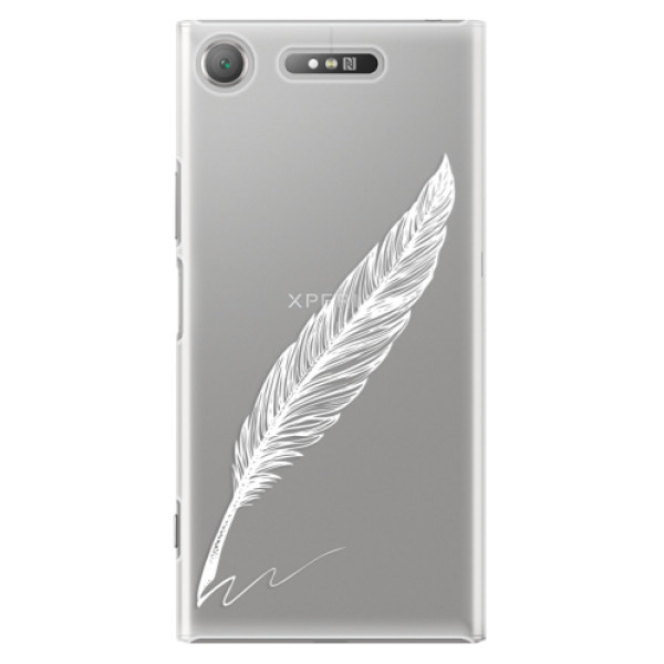 Plastové pouzdro iSaprio - Writing By Feather - white - Sony Xperia XZ1