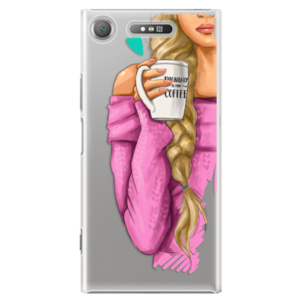 Plastové pouzdro iSaprio - My Coffe and Blond Girl - Sony Xperia XZ1