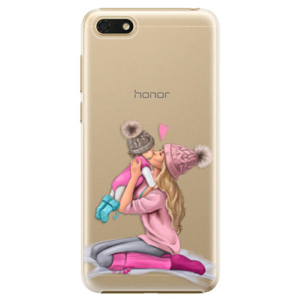 Levně Plastové pouzdro iSaprio - Kissing Mom - Blond and Girl - Huawei Honor 7S
