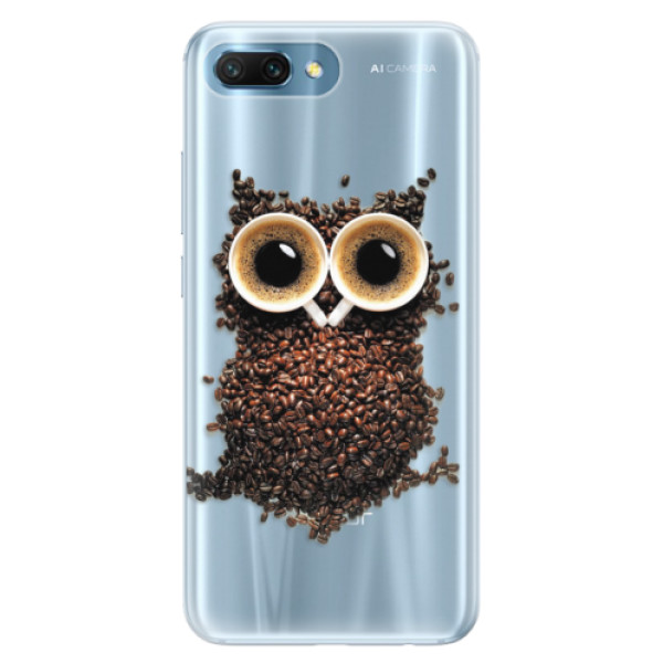 Silikonové pouzdro iSaprio (mléčně zakalené) Sova Káva na mobil Honor 10 (Silikonový kryt, obal, pouzdro iSaprio (podkladové pouzdro není čiré, ale lehce mléčně zakalené) Sova Káva na mobilní telefon Huawei Honor 10)