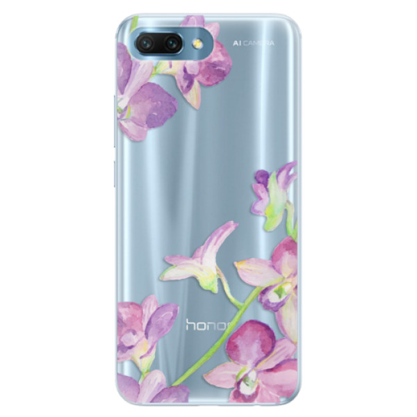 Silikonové pouzdro iSaprio (mléčně zakalené) Fialové Orchideje na mobil Honor 10 (Silikonový kryt, obal, pouzdro iSaprio (podkladové pouzdro není čiré, ale lehce mléčně zakalené) Fialové Orchideje na mobilní telefon Huawei Honor 10)