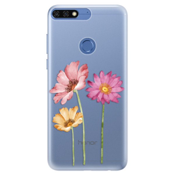 Silikonové pouzdro iSaprio - Three Flowers - Huawei Honor 7C
