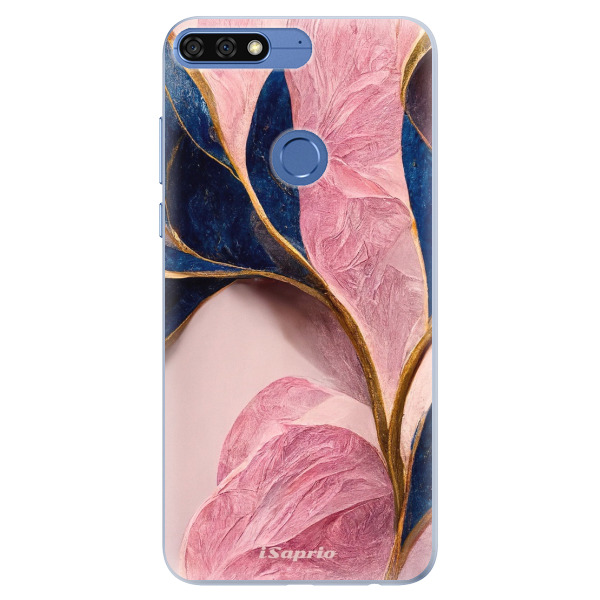 Silikonové pouzdro iSaprio - Pink Blue Leaves - Huawei Honor 7C