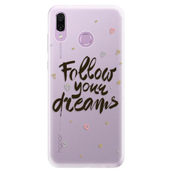 Silikonové pouzdro iSaprio - Follow Your Dreams - black - Huawei Honor Play