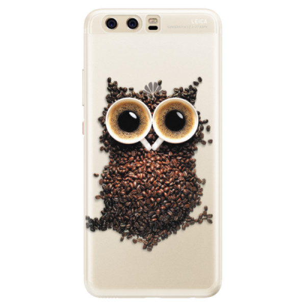 Silikonové pouzdro iSaprio (mléčně zakalené) Sova Káva na mobil Huawei P10 (Silikonový kryt, obal, pouzdro iSaprio (podkladové pouzdro není čiré, ale lehce mléčně zakalené) Sova Káva na mobilní telefon Huawei P10)