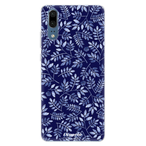 Silikonové pouzdro iSaprio (mléčně zakalené) Blue Leaves 05 na mobil Huawei P20 (Silikonový kryt, obal, pouzdro iSaprio (podkladové pouzdro není čiré, ale lehce mléčně zakalené) Blue Leaves 05 na mobilní telefon Huawei P20)