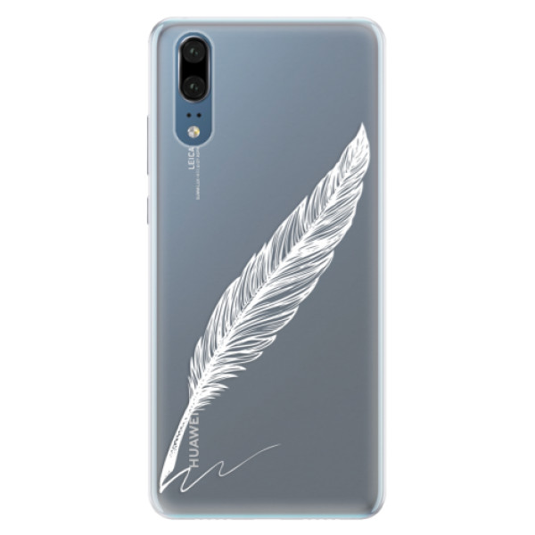 Silikonové pouzdro iSaprio - Writing By Feather - white - Huawei P20