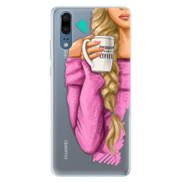 Silikonové pouzdro iSaprio - My Coffe and Blond Girl - Huawei P20