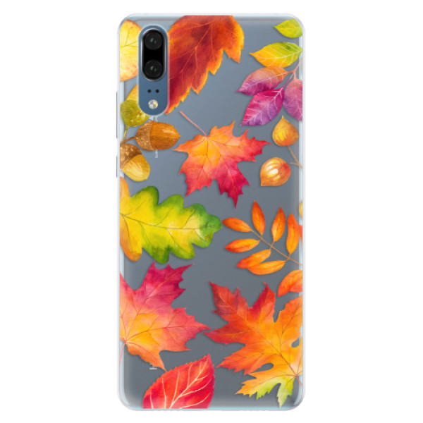 Silikonové pouzdro iSaprio (mléčně zakalené) Podzimní Lístečky na mobil Huawei P20 (Silikonový kryt, obal, pouzdro iSaprio (podkladové pouzdro není čiré, ale lehce mléčně zakalené) Podzimní Lístečky na mobilní telefon Huawei P20)