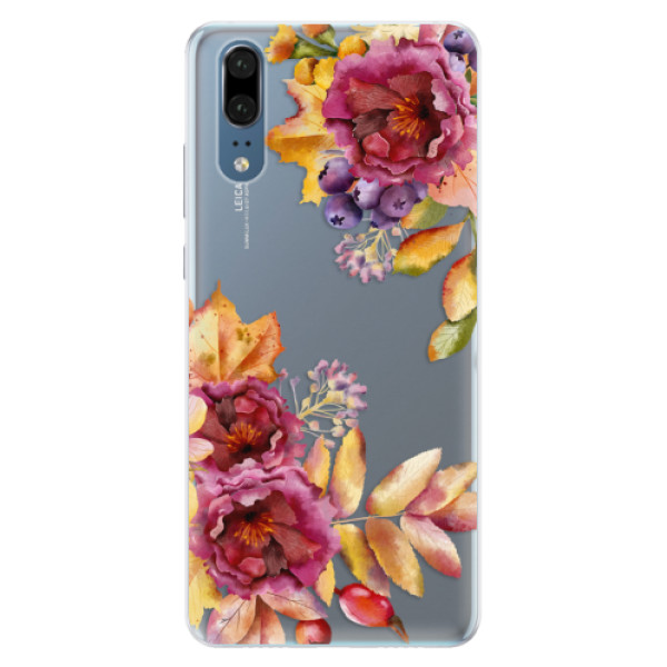 Silikonové pouzdro iSaprio (mléčně zakalené) Podzimní Květiny na mobil Huawei P20 (Silikonový kryt, obal, pouzdro iSaprio (podkladové pouzdro není čiré, ale lehce mléčně zakalené) Podzimní Květiny na mobilní telefon Huawei P20)