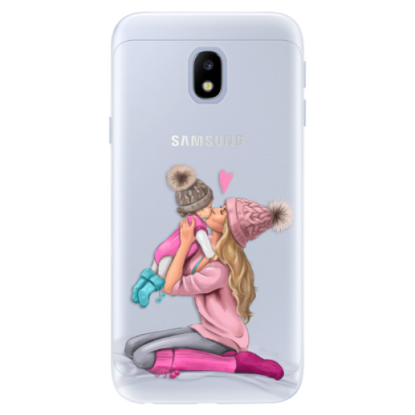 Silikonové pouzdro iSaprio - Kissing Mom - Blond and Girl - Samsung Galaxy J3 2017