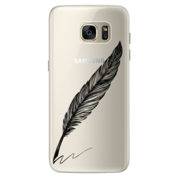Silikonové pouzdro iSaprio - Writing By Feather - black - Samsung Galaxy S7