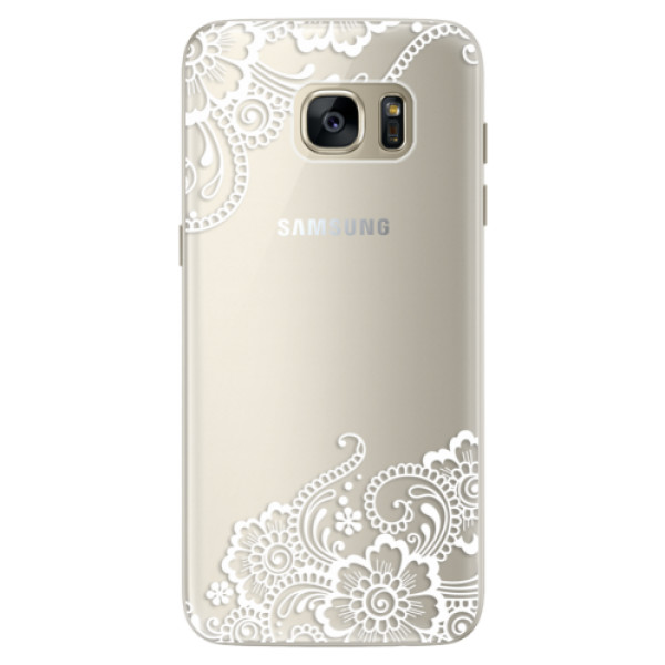Silikonové pouzdro iSaprio (mléčně zakalené) Bílá Krajka 02 na mobil Samsung Galaxy S7 Edge (Silikonový kryt, obal, pouzdro iSaprio (podkladové pouzdro není čiré, ale lehce mléčně zakalené) Bílá Krajka 02 na mobilní telefon Samsung Galaxy S7 Edge)