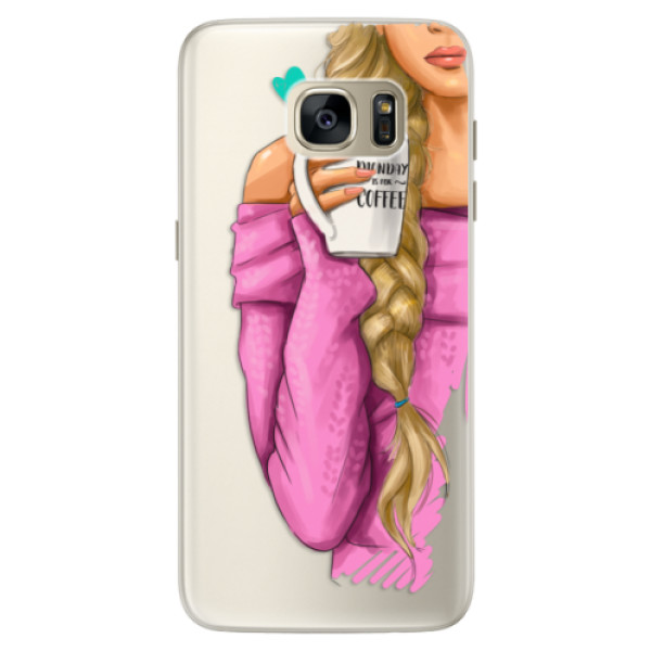 Silikonové pouzdro iSaprio - My Coffe and Blond Girl - Samsung Galaxy S7 Edge