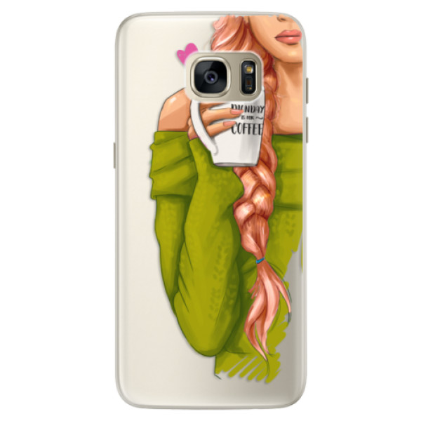 Silikonové pouzdro iSaprio - My Coffe and Redhead Girl - Samsung Galaxy S7 Edge