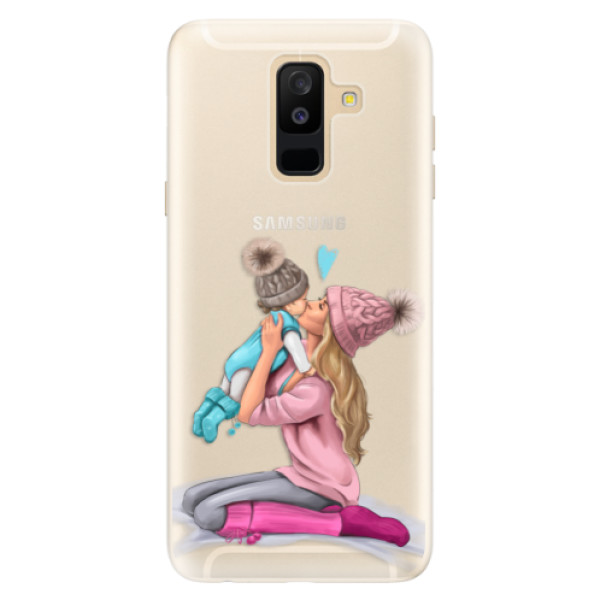 Silikonové pouzdro iSaprio - Kissing Mom - Blond and Boy - Samsung Galaxy A6+