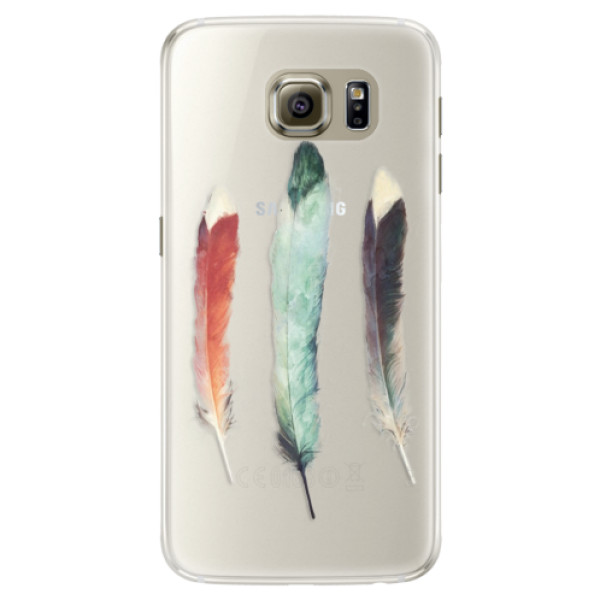 Silikonové pouzdro iSaprio - Three Feathers - Samsung Galaxy S6 Edge