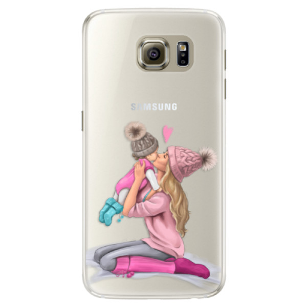 Silikonové pouzdro iSaprio - Kissing Mom - Blond and Girl - Samsung Galaxy S6 Edge