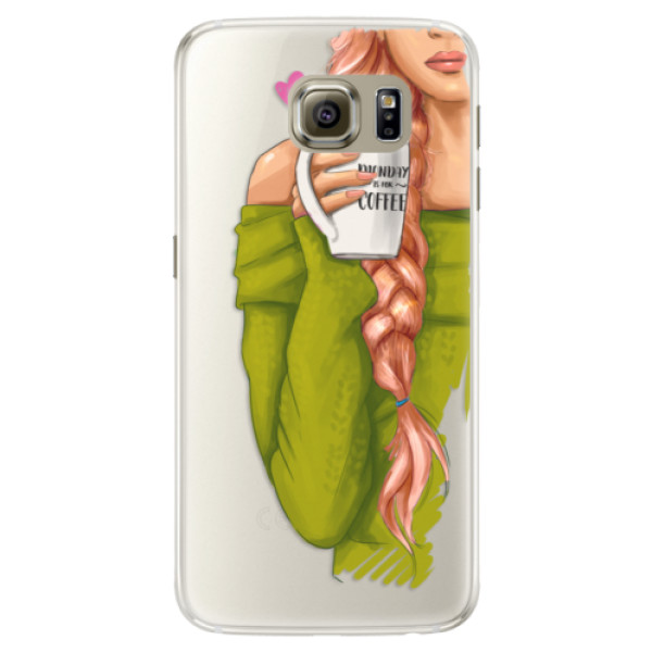 Silikonové pouzdro iSaprio - My Coffe and Redhead Girl - Samsung Galaxy S6 Edge