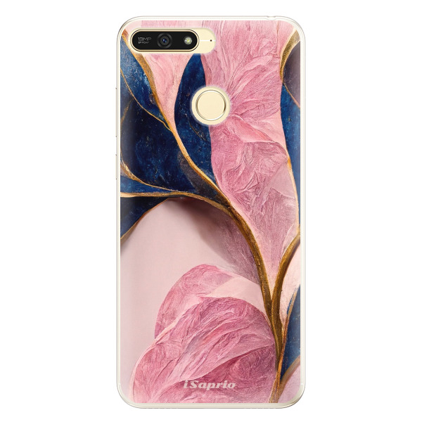 Silikonové pouzdro iSaprio - Pink Blue Leaves - Huawei Honor 7A
