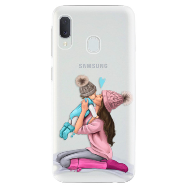 Plastové pouzdro iSaprio - Kissing Mom - Brunette and Boy - Samsung Galaxy A20e
