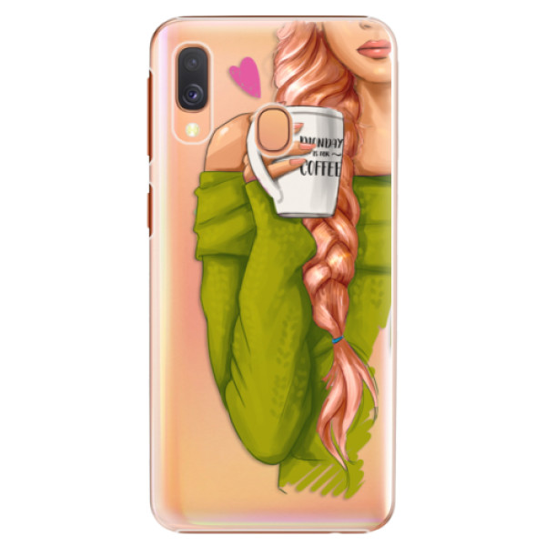 Plastové pouzdro iSaprio - My Coffe and Redhead Girl - Samsung Galaxy A40