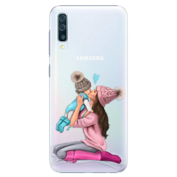 Plastové pouzdro iSaprio - Kissing Mom - Brunette and Boy - Samsung Galaxy A50