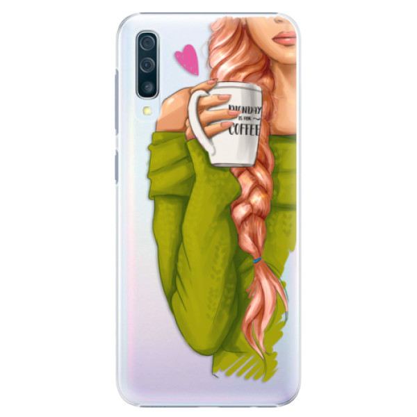 Plastové pouzdro iSaprio - My Coffe and Redhead Girl - Samsung Galaxy A50