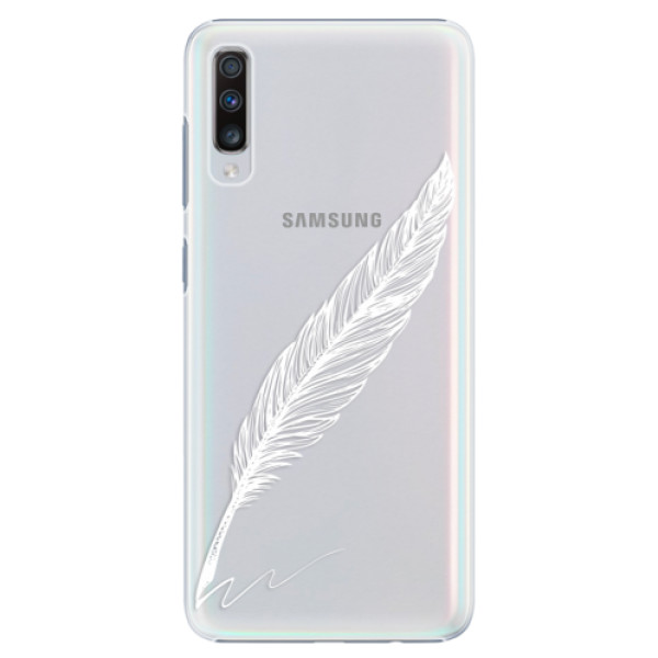 Plastové pouzdro iSaprio - Writing By Feather - white - Samsung Galaxy A70