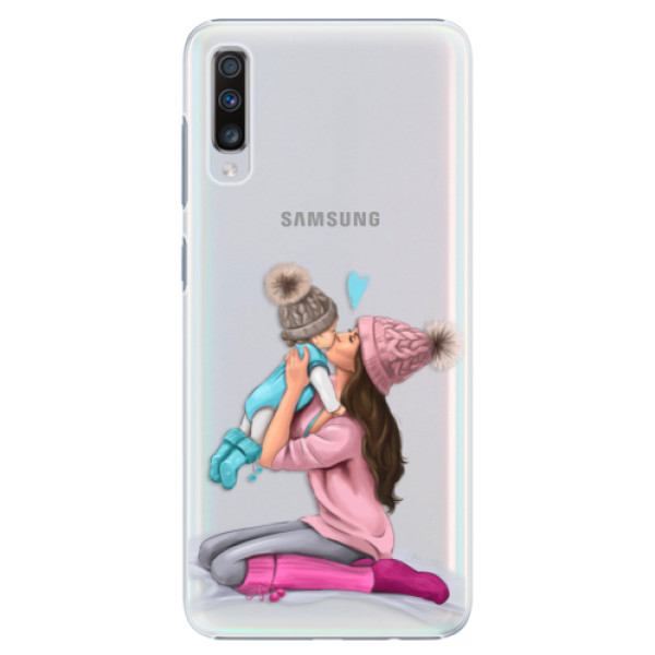 Plastové pouzdro iSaprio - Kissing Mom - Brunette and Boy - Samsung Galaxy A70