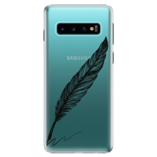 Plastové pouzdro iSaprio - Writing By Feather - black - Samsung Galaxy S10