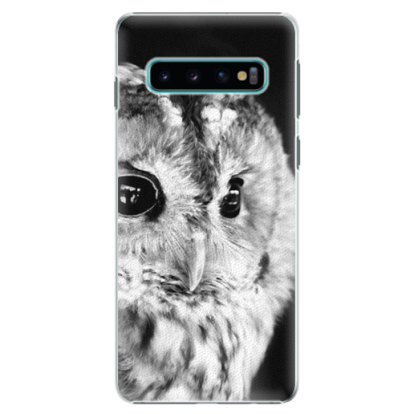 Plastové pouzdro iSaprio - BW Owl - Samsung Galaxy S10