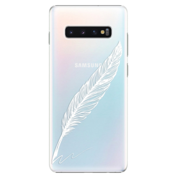 Plastové pouzdro iSaprio - Writing By Feather - white - Samsung Galaxy S10+