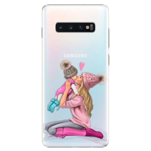 Plastové pouzdro iSaprio - Kissing Mom - Blond and Girl - Samsung Galaxy S10+