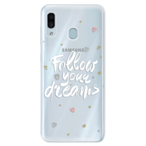 Silikonové pouzdro iSaprio - Follow Your Dreams - white - Samsung Galaxy A30