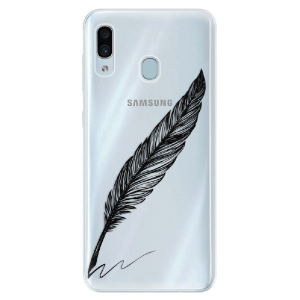 Silikonové pouzdro iSaprio - Writing By Feather - black - Samsung Galaxy A30