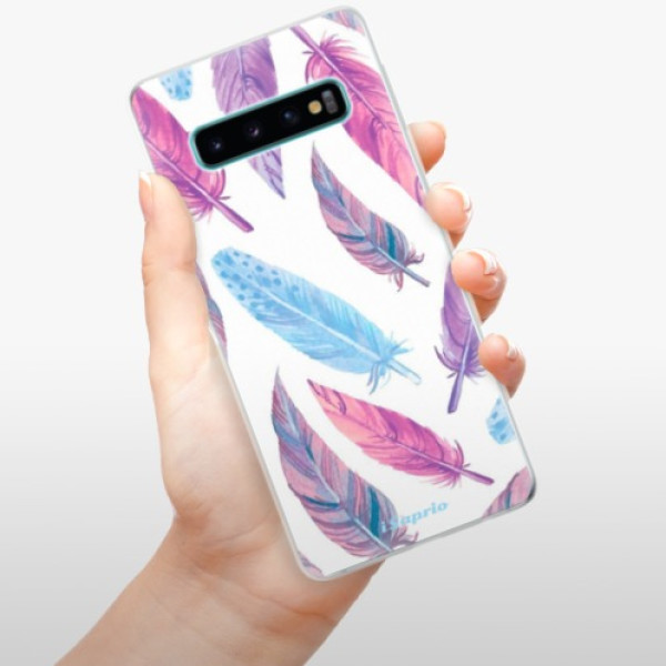 Silikonové pouzdro iSaprio - Samsung Galaxy S10 - Fialová Velká Pírka 10